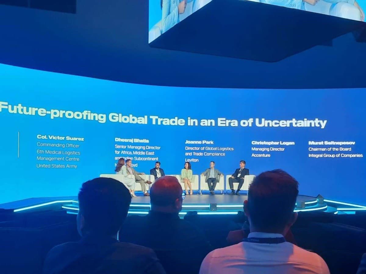 A panel on stage at the DP World Global Freight Summit